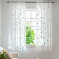 1 m lange, lett transparente vindusgardiner for jenterom, soverom, søtt måne- og stjernemønster, tyllgardiner, 2 paneler, 1 m x 1,3 m