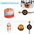 Pikkukuva 4 / 5: Retkikeitin, kannettava 3500W kokoontaitettava kaasukeitin tuulenpitävällä kaasupolttimella ja sytytyspainikkeella retkeilyyn/ulkoiluun/piknikille/grillaukseen/reppureissuun/vaellukseen, DEBUNS