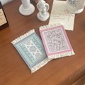 Miniatyrbilde 5 av 5: IC Bohemian Braid Lace Bomullsstickad Dusk Bord Matte Spisebrikke Ma Rød