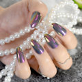 Miniatyrbillede 4 af 4: 24 stk. Kameleon Spejl Neglekunst Tips Lilla Skarpe Medium Stiletto Akryl Negle til Dekorationer Finger Manicure Tilbehør Z755