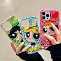 Miniatyrbilde 5 av 5: IC iPhone 14 Søt Kawaii Tegneserie Deksel Kule Solbriller Form Stativ Fingergrep Holder Design for Kvinner (grønn)