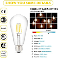 Miniatyrbillede 3 af 5: IC Edison Pære Ikke-dæmpbar, retrostil, 9W, 500LM, E27 Medium Base, Egernbur Filament, 4-pak
