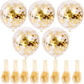 Miniatyrbillede 2 af 5: IC Guldkonfetti Balloner 20 stk, 12 tommer festballoner med konfettiprikker af gyldent papir til festdekorationer (guld)