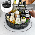 Miniatyrbilde 3 av 5: Platespiller, roterende krydderorganisator i plast for krydder, krydder, kjøkkenoppbevaring, kjøkkenskap platespiller, krydder platespiller (svart)