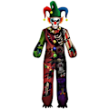 Miniatyrbillede 1 af 7: Zombie-klovn kostume til voksne halloween skræmmende ond dræber skelet cirkus klovn til rollespil med hat XXL