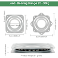 Miniatyrbilde 2 av 5: 360 graders roterende dreieskive, 6 deler metall dreieskive TV dreieskive firkantet roterende plate 4 kulelager svingplate for kontormøbler, 3 tommer