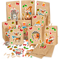 Miniatyrbillede 1 af 7: Tom Advent-kalender til at fylde, 24 Kraft-papirposer med klistermærke til julepynt 1