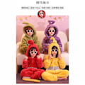 Miniatyrbild 3 av 9: Teletubbies barnpyjamas vinter korallfleece plus plysch MJ51 förtjockad söt tecknad jumpsuit Red wavelet 100cm