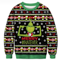 Miniatyrbild 1 av 3: Grinch Jultröja Par Rund Hals Unisex Långärmad A A 2XL