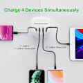 Miniatyrbild 2 av 5: USB C Snabbladdare, USB PD QC 3.0 Strömladdare för Snabbladdning 4 Portar Multipla USB Strömadapter för iPhone iPad