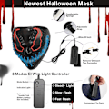 Pikkukuva 4 / 7: Halloween LED-naamio, LED-luurankonaamio, LED-puhdistusnaamiot, kauhunaamio, halloween-naamio, karnevaaliin, halloweeniin, cosplayhin ja juhliin Xb