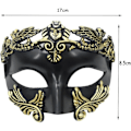 Miniatyrbilde 3 av 5: IC MFUOE Maskerade Maske for Menn Romersk Gresk Mytologisk Ventiansk Maske for Halloween Jul Mardi Maske Svart & Gull