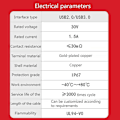 Pikkukuva 5 / 5: Usb 2.0 3.0 -liitäntä uros-naaras-jatkokaapeli vedenpitävä paneelikiinnitys