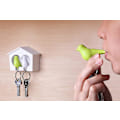 Miniatyrbillede 2 af 3: Nøglebakke, Tromme Nøgleringholder Med To Spurve Design Hvid / Pink