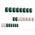 Miniatyrbillede 2 af 3: Korte tryk på negle firkantede falske negle grønne leopard negle tips fuld dækning falske negle til kvinder og piger 24 stk.