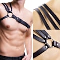 Miniatyrbillede 3 af 5: IC mænds kunstlæder undertøj sele bondage erotisk nitte che Sort