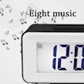 Miniatyrbild 4 av 4: IC Digital LED-väckarklocka Datum Temperatur Musik Batteridriven, Svart