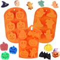 Orange Halloween silikonform – 3D pumpaansikte, dödskallegodis, choklad, tårtdekoration