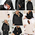 Miniatyrbillede 5 af 10: Snuggie Oversized Filt Hoodie Svart