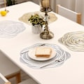 Miniatyrbilde 3 av 8: Rose blomster brikke isolasjonspute lett luksus varm stempling coaster myk dekorativ bordmatte fest tallerkenmatte Placemat 38cm Gold 2pcs