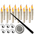 Pikkukuva 1 / 5: Levitating Candle with Wand Remote Control, 12-pack LED Flameless Flickering Tealights Battery Operated Harry Potter Floating Candles White-WELLNGS