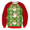 Miniatyrbilde 1 av 9: Julegenser for kvinner, langermet genser, julemønster Rød Krage Julenissen Red Collar Santa M