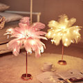 Miniatyrbilde 2 av 7: Led fjærlampe bordlampe liten nattlampe soverom jentehjerte rosa Pink one size