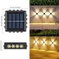 Miniatyrbild 3 av 3: Solar Vägglampa, LED Solarlampa för Utomhusträdgård, IP65 Vattentät Fyrsidig Solar Grind Utomhus LED Vägglampa
