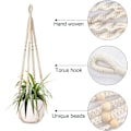 Miniatyrbild 5 av 5: Set med 2 Macrame Hängande Korg Bomullsrep Hängande Korg Blomkruka Växthållare Hängare för Inomhus Utomhus Tak