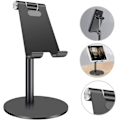 Miniatyrbild 1 av 7: Justerbart Tabletstativ, Robust & Stabilt 360° Vridbart Bas, Universell Tabletthållare, Vikbart & Portabelt, Bred Kompatibilitet, Ergonomisk & Stilren Design