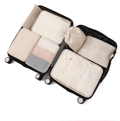 Beige, reisebagasjehåndtering 7-delt sett, klespose, sko