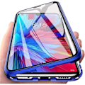 Miniatyrbild 1 av 4: Fodral för Samsung Galaxy A12, magnetiskt adsorptionsfodral 360-graders skydd Transparent härdat glasskydd - blå