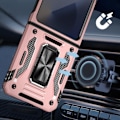 Miniatyrbild 3 av 5: Fodral till Samsung Galaxy Z Flip 6 - AVIZAR - Skin ArmoRing - Stötsäker - Ringstöd - Champagnerosa Rosa