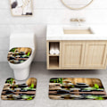 Miniatyrbild 5 av 7: Vattentätt Duschdraperi, Miljövänligt Bambu Badrumsset Med Memory Foam-fyllning, Livfull Design Badrumsinredning 4 Delar