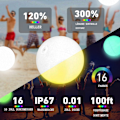 Miniatyrbild 3 av 5: Glow Party Dekoration, Flytande LED Strandboll Uppblåsbar LED Glow Boll Med Uppladdningsbar LED Orb Lampa, Idealisk För Utomhus Strand Pool Party Spel (16 tum)