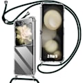 Miniatyrbild 1 av 4: Silikonfodral till Samsung Galaxy Z Flip 5 - BOOLING - Stötsäker Anti-Scratch Transparent med midnattsgrön sladd Transparent, midnattsgrön