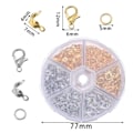 Miniatyrbild 4 av 5: Kalottändar i rostfritt stål för smyckestillverkare, crimp-kit för hantverk med vikbara pärlhattar, fäst lås för att dölja knutar