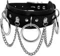 Läderhalsband för kvinnor, svart PU-läderhalsband