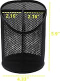 Miniatyrbillede 2 af 5: Penholder med 3 rum, rund blyantholder i mesh, organizer kop til skrivebord, kontor, sort, 2 pak