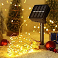 Miniatyrbild 2 av 5: Varmvita Solar Slingor, Vattentäta Dimbar 120 Micro LED-lampor För Flickors Sovrum, Trädgårdsfest, Bröllopsdekoration, 12 m Längd, 8,9 cm Avstånd