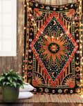 1 st Bomulls Sol Måne Väggbonad 213x137cm Hippie Mandala Etnisk