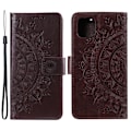 Miniatyrbild 1 av 5: iPhone 13 - Tryckt Mandala Läder Fodral - Brun