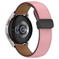 Miniatyrbild 1 av 5: 20mm Läder Vikbart Spänne Klockarmband för Samsung Galaxy Watch6 40mm 44mm/Watch6 Classic 43mm 47mm Pink