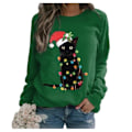 Miniatyrbild 1 av 5: God Jul tröja för kvinnor Crewneck rolig snögubbe grafisk sweatshirt Green M