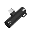 Miniatyrbilde 3 av 3: Type C Hodetelefonadapter 2 i 1 Type-C til 3,5 mm Lydladekabel Hodetelefonkonverter Svart