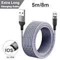 Miniatyrbild 1 av 3: Extra lång  8M iphone kabel  grå grå