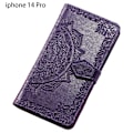 Miniatyrbild 2 av 5: Plånboksfodral, Flip Case PU-läder Präglad Folio Magnetisk Stativskydd Kortfack för iPhone 14 Pro