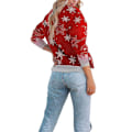 Miniatyrbild 4 av 5: God Jul tröja för kvinnor Crewneck rolig snögubbe grafisk sweatshirt Red1 2XL