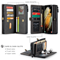 Miniatyrbild 2 av 5: Samsung Galaxy S21 - CASEME 2-i-1 Multifunktionellt Läder Fodral - Svart Black Svart