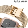 Miniatyrbild 3 av 6: Metallband Kompatibelt med Fitbit Versa/Fitbit Versa 2 Armband för Kvinnor Män, Justerbart Rostfritt Stål Mesh Loop Armband för Fitbit Versa